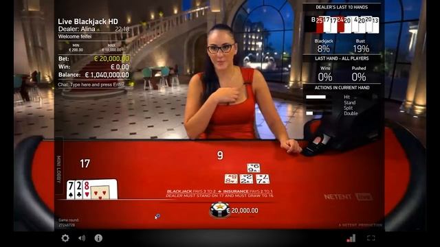 Max bet, €1 million vs Blackjack смотреть онлайн