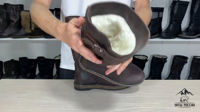 Унты России - монголки женские натуральные коричневые, войлочная подошва, код 40047 смотреть онлайн