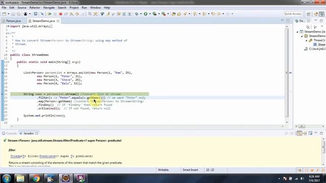How to convert Stream of Person to Stream of String using map method of Java 8 Stream? смотреть онлайн