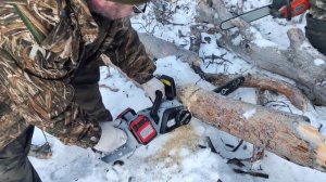 Работа аккумуляторной пилы Интерскол ПЦА-16/36В  зимой в мороз -27