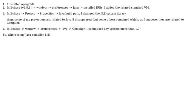 Ubuntu: Where is my Java compiler 1.8, in Eclipse? смотреть онлайн