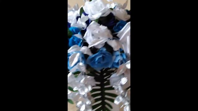 Blue, White And Silver Funeral Spray