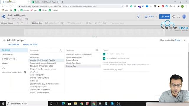 Connecting Google Sheets & Importing Data - Google Data Studio (Part 9) | WsCube Tech смотреть онлайн