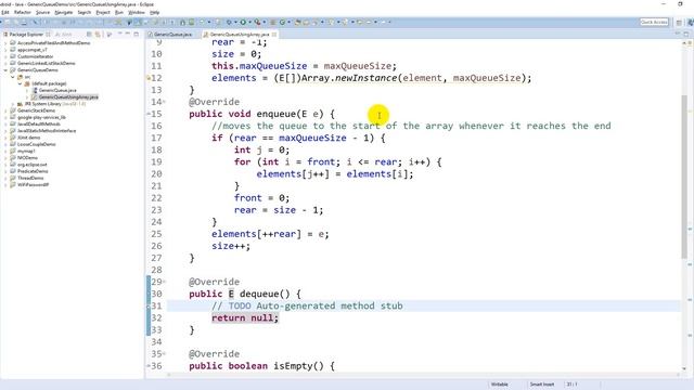 Generic Queue Using Array in Java смотреть онлайн
