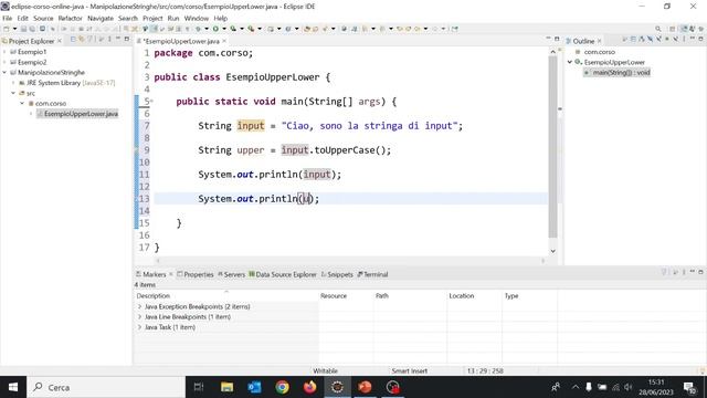 13) CORSO JAVA BASE - PROGRAMMARE IN JAVA - LEZIONE 8 Parte 4 - MANIPOLAZIONE DI STRINGHE - UP E LO смотреть онлайн