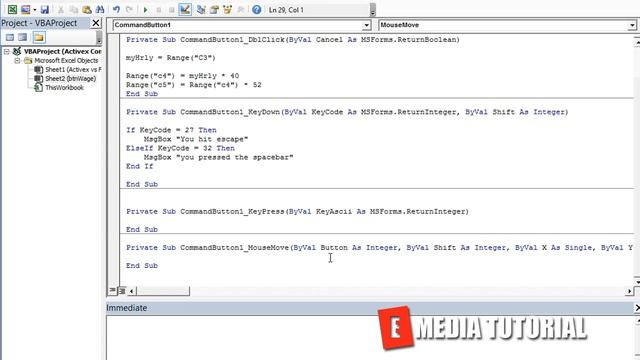 Microsoft Excel Visual Basic for Aplications VBA Tutorial 28 MouseMove Event ✓ E Media TUTORI смотреть онлайн