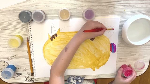 Живопись для детей (кот единорог, 2-5 лет, урок рисования гуашью) смотреть онлайн
