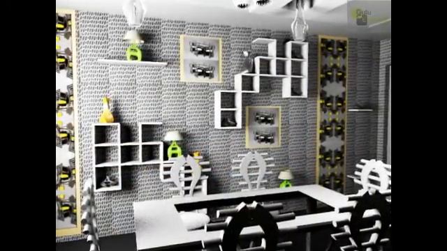 дизайн светло-кофейной кухни с ненавязчивым интерьером, полками, картинами, светильниками смотреть онлайн