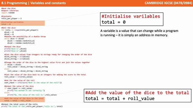 89. CAMBRIDGE IGCSE (0478-0984) 8.1 Variables And Constants