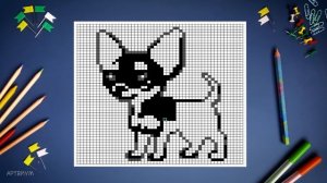 Рисунок собаки чихуахуа по клеточкам | Как нарисовать собачку чихуа по клеточкам | Dog pixel art