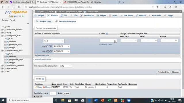 Tutorial cara membuat tabel FORGEIN KEY pada Local host/php my admin смотреть онлайн
