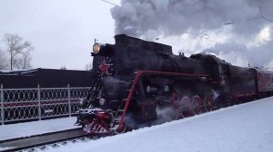 Сплотка паровозов ЛВ-0522 и Л-2057, Рижский вокзал, г. Москва, 04.01.2016