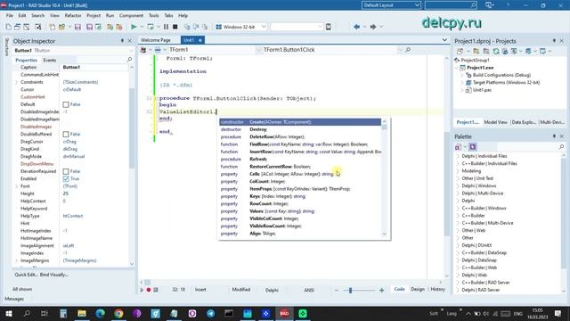 ValueListEditor Delphi. смотреть онлайн