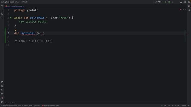 Project Euler 15: Lattice Paths (scala worked solution) смотреть онлайн