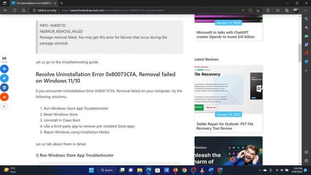 Fix Uninstallation Error 0x80073CFA, Removal failed on Windows 11/10 смотреть онлайн