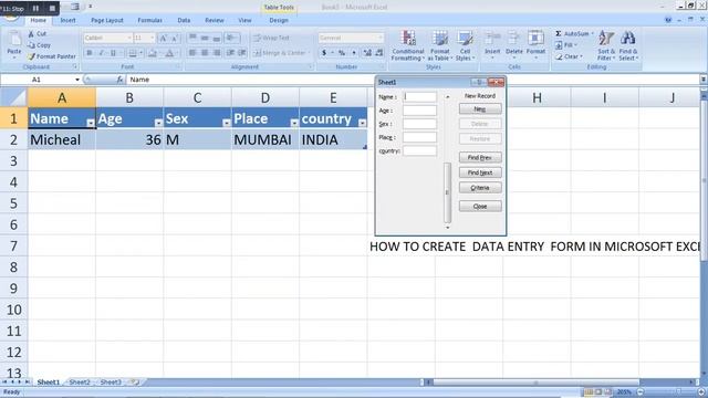DATA ENTRY FORM in Microsoft Excel SPREADSHEET formulas смотреть онлайн