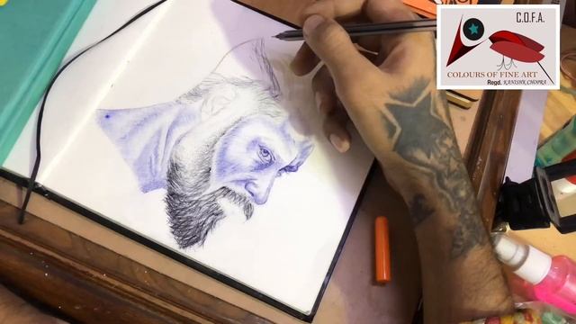 PORTRAIT OF MAN - Pen On Papper✍? New Sketch 2020 || COLOURS OF FINE ART || - KANISHK - COFA смотреть онлайн