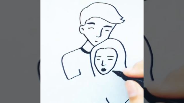 Рисую парня с девушкой черным маркером) смотреть онлайн