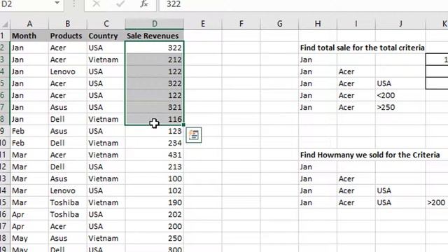 Sumif, Sumifs,Countif and Countifs -Excel #01 смотреть онлайн