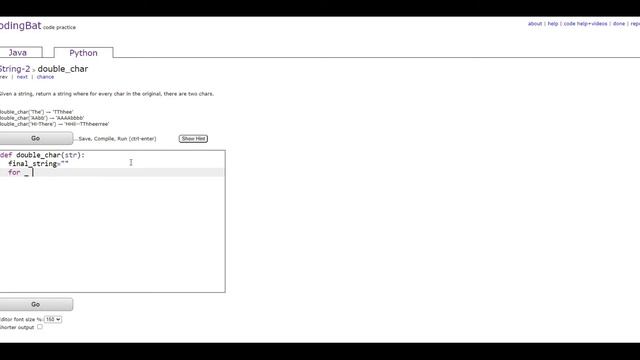 String-2 (double_char) Python Tutorial || codingbat.com смотреть онлайн