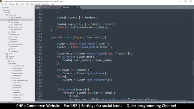 #152 PHP Ecommerce website development | Settings for social links | MVC OOP - Quick programming смотреть онлайн
