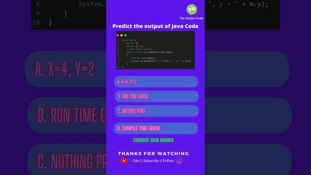 70. Can you predict the output of JAVA code | The Stylish Coder | #java смотреть онлайн