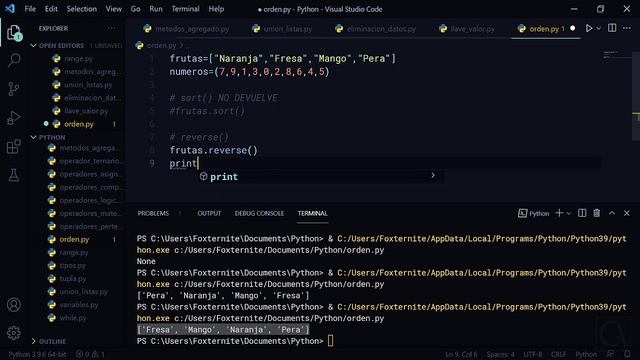 ? CURSO de PYTHON desde CERO - 51 ¿Como ORDENAR los DATOS de LISTAS en PYTHON? смотреть онлайн