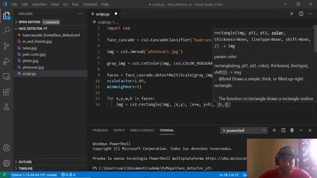 Detector de rostro frontal y ojos con modelos pre entrenados de OpenCV con Python смотреть онлайн
