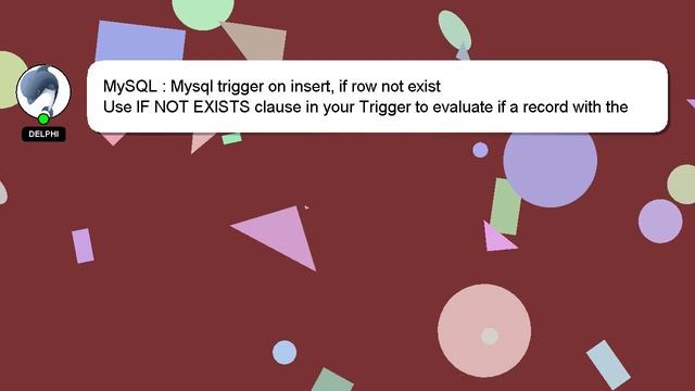 MySQL : Mysql trigger on insert, if row not exist смотреть онлайн