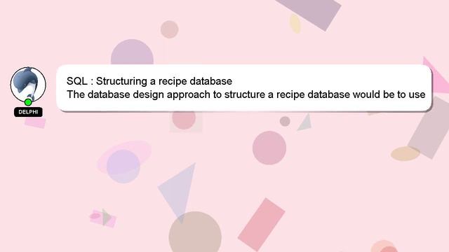 SQL : Structuring a recipe database смотреть онлайн