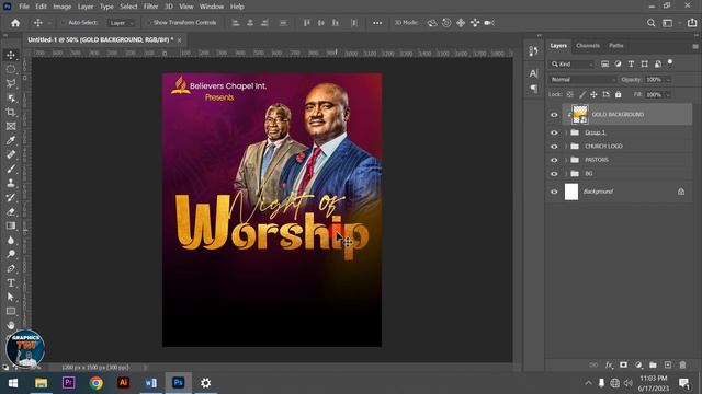NIGHT OF WORSHIP CHURCH FLYER DESIGN - PHOTOSHOP TUTORIALS - ENGLISH/TWI смотреть онлайн