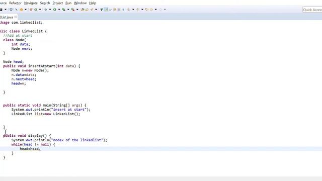 LinkedList Implementation in JAVA :- Insert Node At start of the Linked List смотреть онлайн