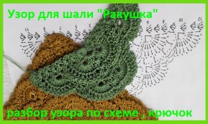 Обьемный узор для шали Ракушка вязание крючком по схеме