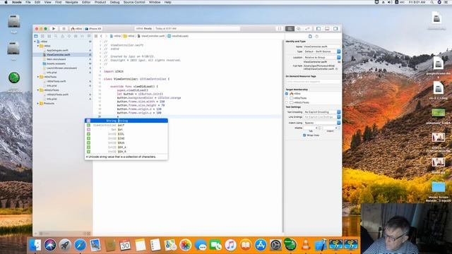 Xcode: Swift - как создать программно кнопку и написать текст: введение в язык программирования ... смотреть онлайн