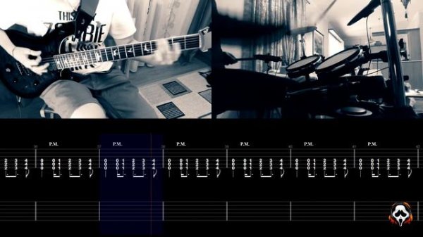 Motionless In White - Headache | GUITAR & DRUMS ONLY + TABS on screen | HOW TO PLAY