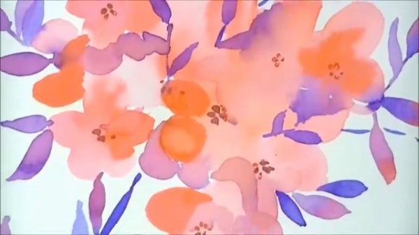 Red and blue watercolour flower bunch painting tutorial