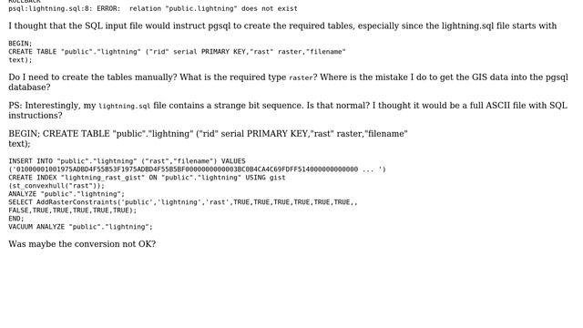 GIS: raster2pgsql: Strange error when creating a table (2 Solutions!!) смотреть онлайн