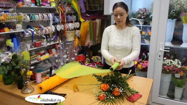 Как сделать букет из хризантем и роз смотреть онлайн