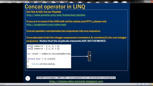 Part 29 Concat operator in LINQ смотреть онлайн
