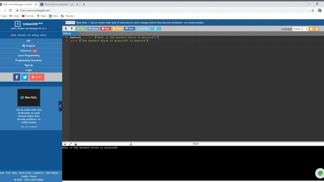 CODE FOR HARDEST BLOCK IN MINECRAFT PYTHON INTERPRETER смотреть онлайн