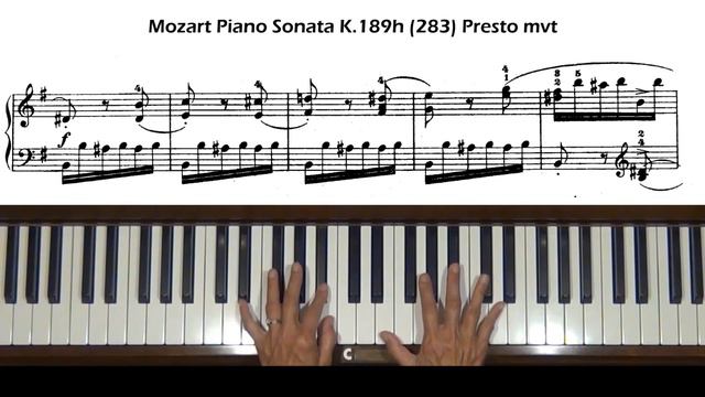 Mozart Piano Sonata K.189h (283) Presto Piano Tutorial смотреть онлайн