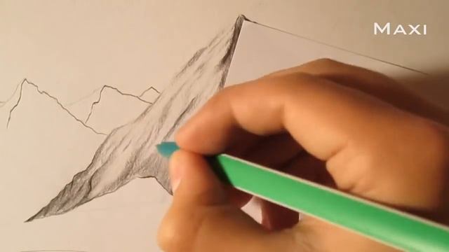 How to draw mountains whith pencil step by step, drawing landscape -Subtitled- смотреть онлайн