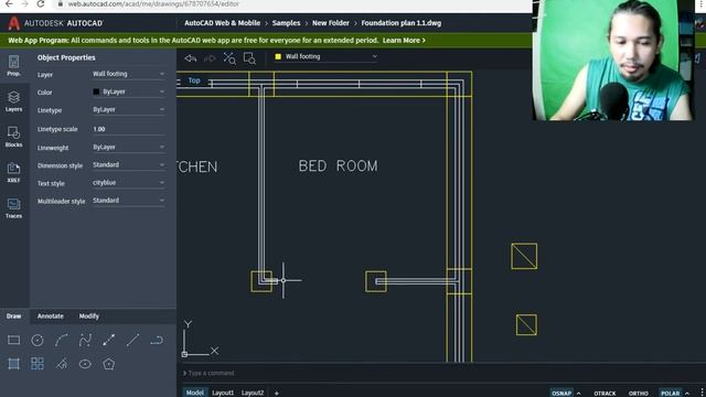 Steps how to make Wall footing using AutoCAD web app смотреть онлайн