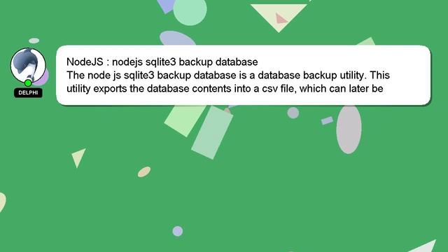 NodeJS : Nodejs Sqlite3 Backup Database