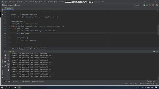 Overthewire - Natas 15 - SQL Injection boolean base using Python смотреть онлайн