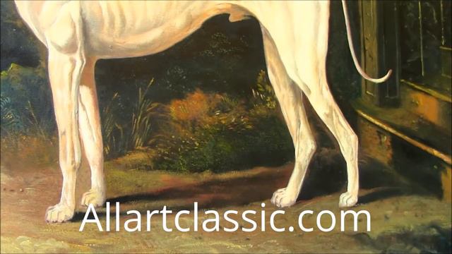 Oil Painting by John Herring "Vandeau, A White Greyhound" смотреть онлайн