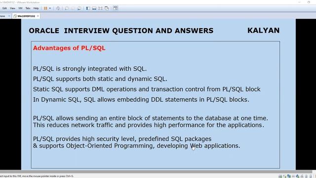 ORACLE PL/SQL, ORACLE BASICS, ORACLE FUNDAMENTALS,PL-SQL ADVANTAGES смотреть онлайн