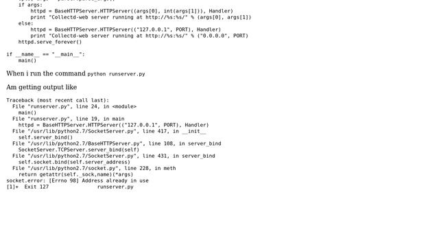Am getting the error when i tried to start the python server in collectd servcie in ubuntu machine? смотреть онлайн