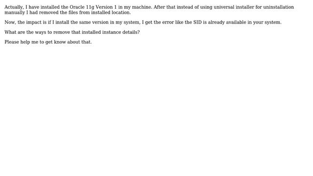 Databases: Removing the Oracle Instance details from windows machine смотреть онлайн