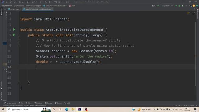How to find area of Circle using Static Method in java | Most Important asked question in Intervie смотреть онлайн